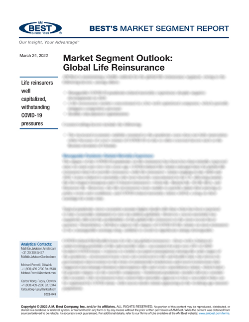 Market Segment Report: Market Segment Outlook: Global Life Reinsurance