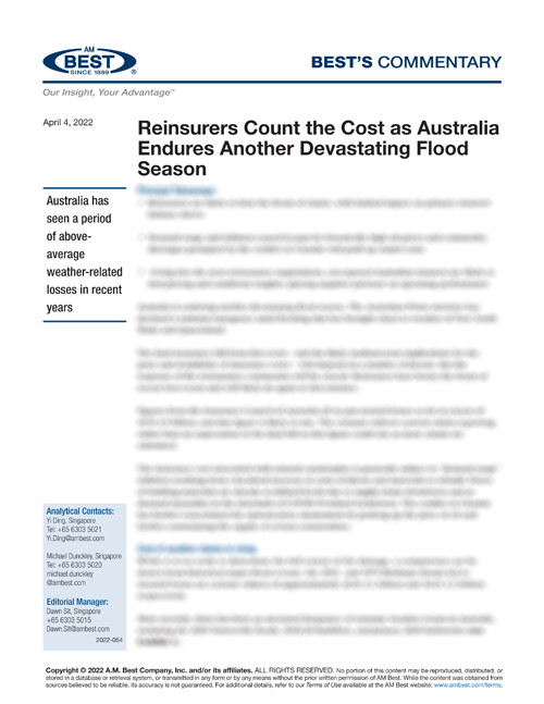 Commentary: Reinsurers Count the Cost as Australia Endures Another Devastating Flood Season