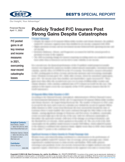 Special Report: Publicly Traded P/C Insurers Post Strong Gains Despite Catastrophes