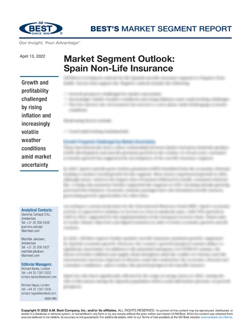 Market Segment Report: Market Segment Outlook: Spain Non-Life Insurance