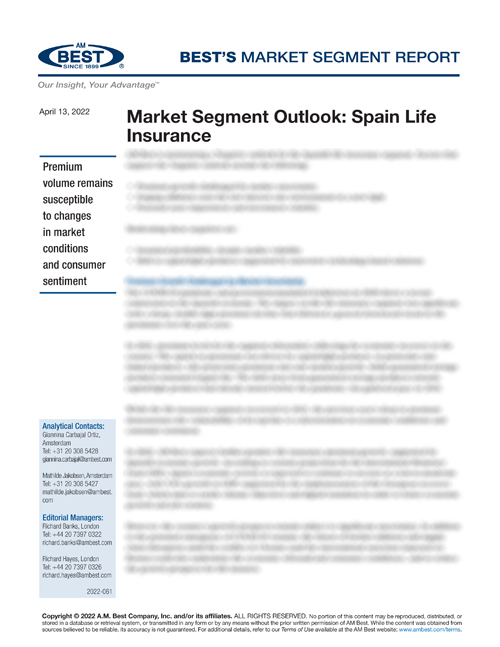 Market Segment Report: Market Segment Outlook: Spain Life Insurance