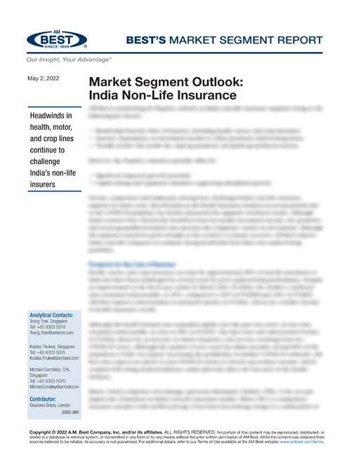 Market Segment Report: Market Segment Outlook: India Non-Life Insurance