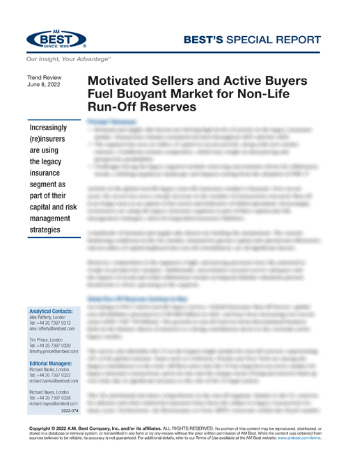 Special Report: Motivated Sellers and Active Buyers Fuel Buoyant Market for Non-Life Run-Off Reserves