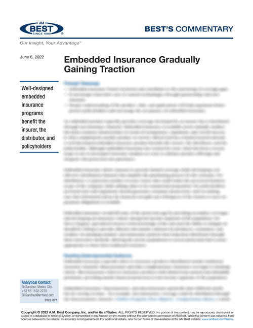 Commentary: Embedded Insurance Gradually Gaining Traction