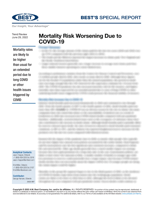 Special Report: Mortality Risk Worsening Due to COVID-19