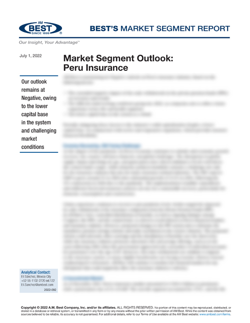 Market Segment Report: Market Segment Outlook: Peru Insurance