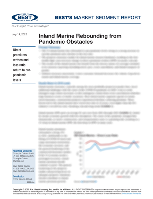 Market Segment Report: Inland Marine Rebounding from Pandemic Obstacles