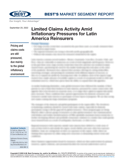 Market Segment Report: Limited Claims Activity Amid Inflationary Pressures for Latin America Reinsurers