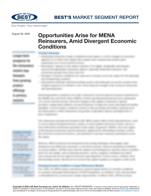 Market Segment Report: Opportunities Arise for MENA Reinsurers, Amid Divergent Economic Conditions