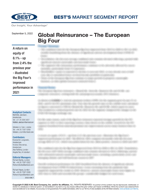 Market Segment Report: Global Reinsurance – The European Big Four