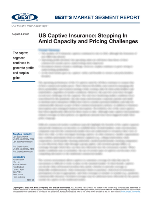 Market Segment Report: US Captive Insurance: Stepping In Amid Capacity and Pricing Challenges