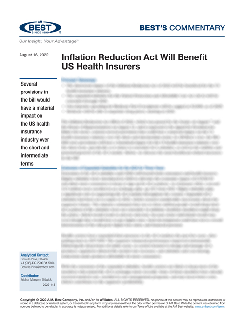 Commentary: Inflation Reduction Act Will Benefit US Health Insurers