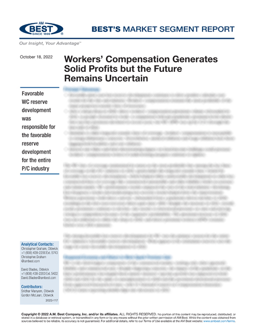 Market Segment Report: Workers’ Compensation Generates Solid Profits but the Future Remains Uncertain