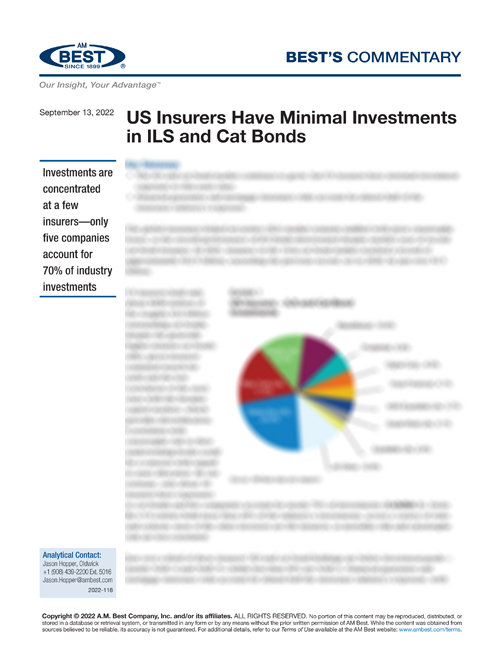 Commentary: US Insurers Have Minimal Investments in ILS and Cat Bonds
