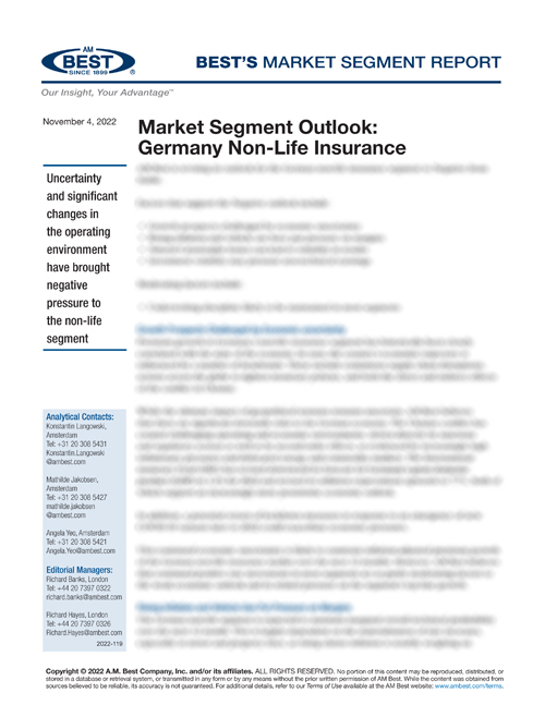 Market Segment Report: Market Segment Outlook: Germany Non-Life Insurance