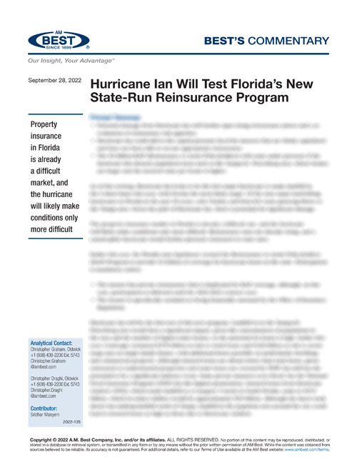 Commentary: Hurricane Ian Will Test Florida’s New State-Run Reinsurance Program