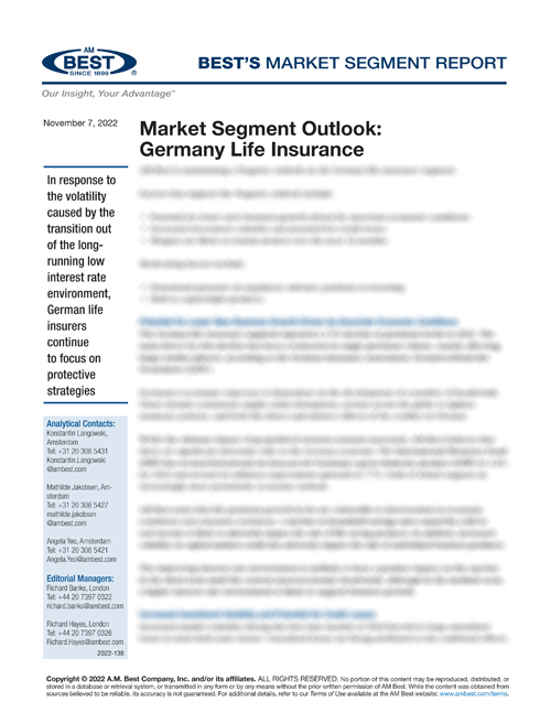 Market Segment Report: Market Segment Outlook: Germany Life Insurance