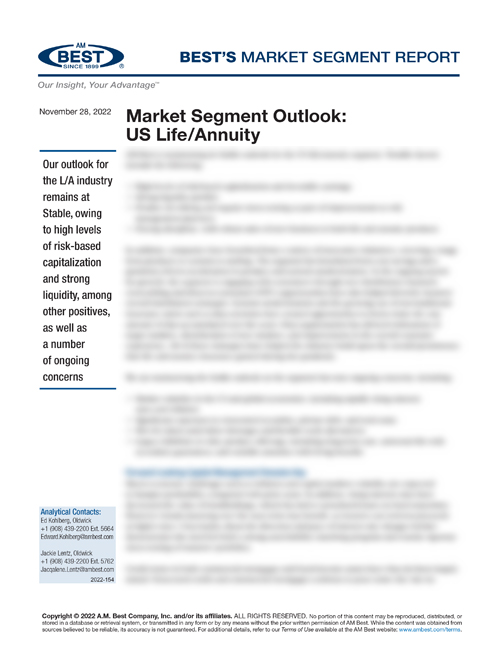 Market Segment Report: Market Segment Outlook: US Life/Annuity