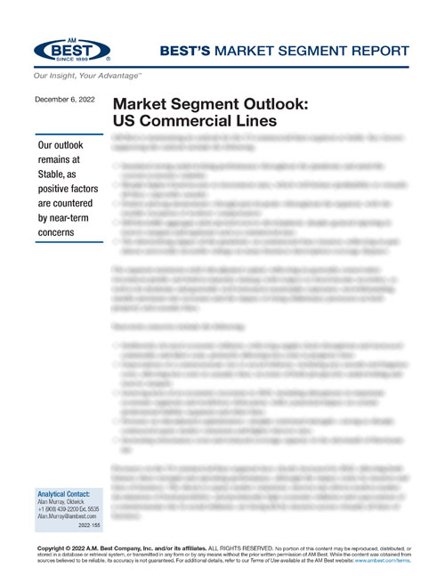 Market Segment Report: Market Segment Outlook: US Commercial Lines