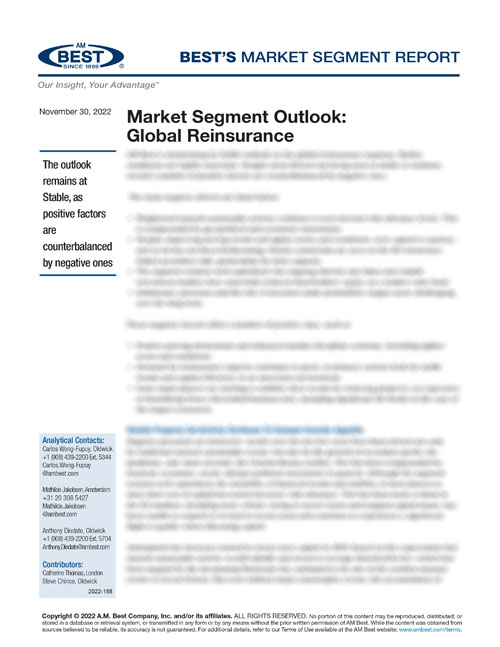 Market Segment Report: Market Segment Outlook: Global Reinsurance