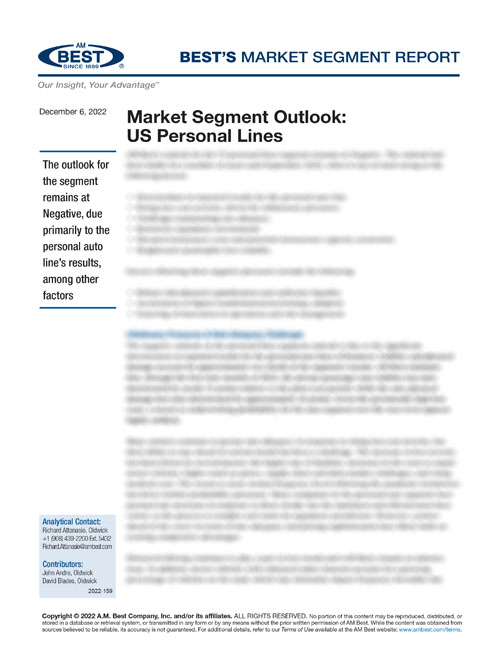 Market Segment Report: Market Segment Outlook: US Personal Lines