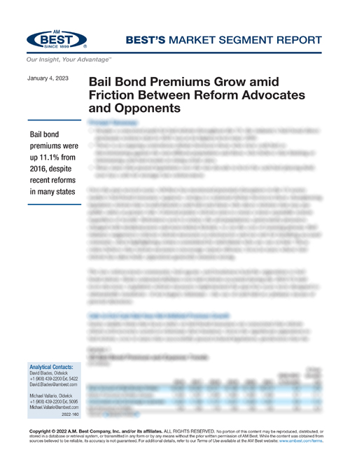 Market Segment Report: Bail Bond Premiums Grow amid Friction Between Reform Advocates and Opponents