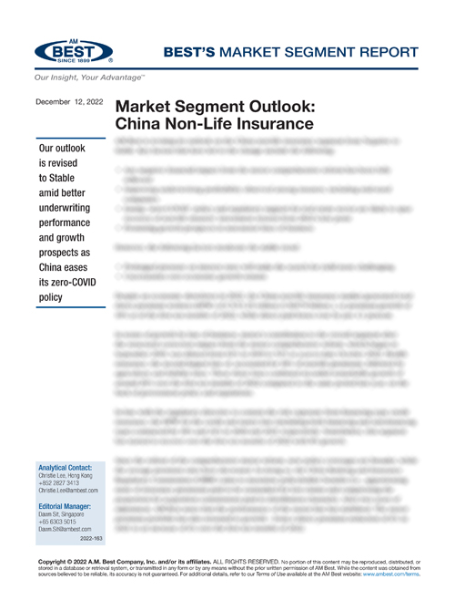 Market Segment Report: Market Segment Outlook: China Non-Life Insurance