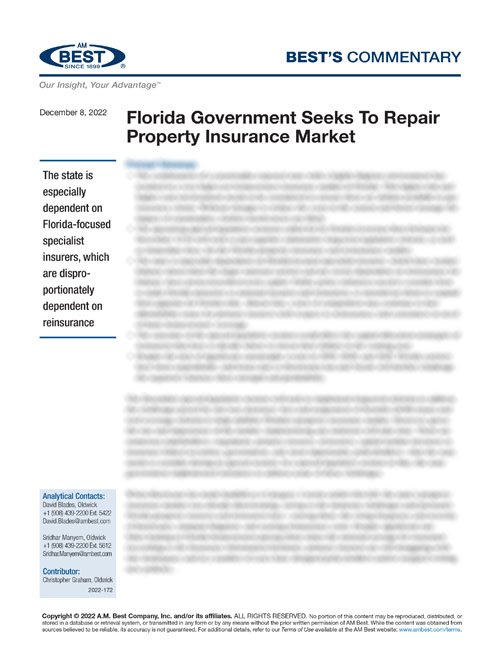 Commentary: Florida Government Seeks To Repair Property Insurance Market