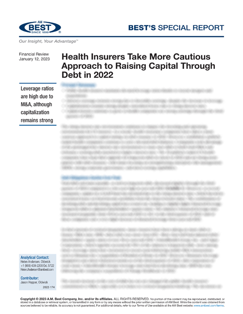 Special Report: Health Insurers Take More Cautious Approach to Raising Capital Through Debt in 2022