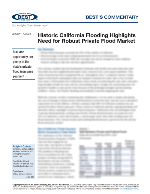 Commentary: Historic California Flooding Highlights Need for Robust Private Flood Market