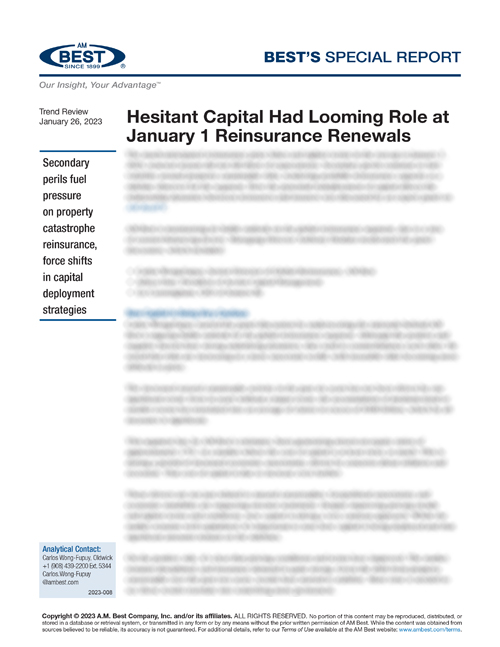 Special Report: Hesitant Capital Had Looming Role at January 1 Reinsurance Renewals