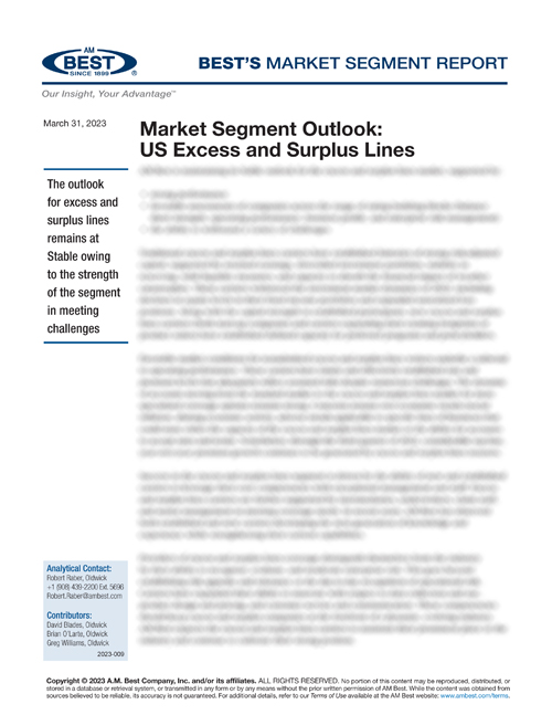 Market Segment Report: Market Segment Outlook: US Excess and Surplus Lines