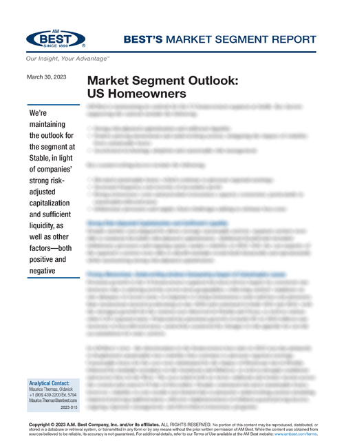 Market Segment Report: Market Segment Outlook: US Homeowners Insurance