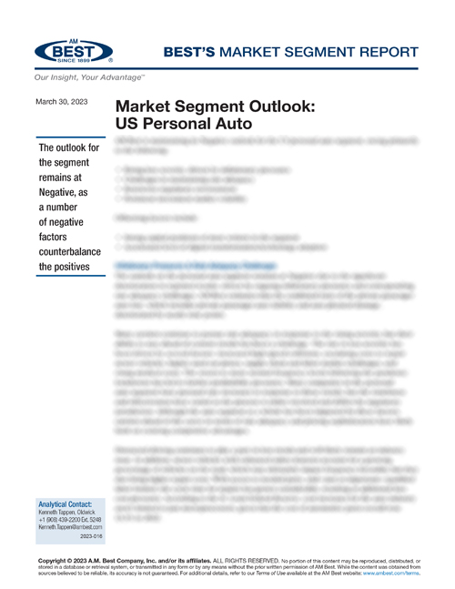 Market Segment Report: Market Segment Outlook: US Personal Auto Insurance