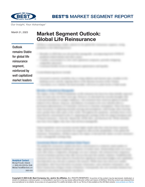 Market Segment Report: Market Segment Outlook: Global Life Reinsurance