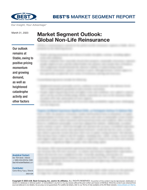 Market Segment Report: Market Segment Outlook: Global Non-Life Reinsurance