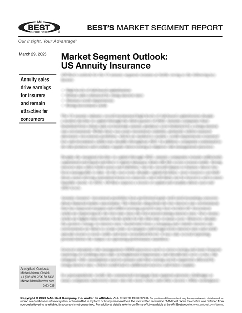 Market Segment Report: Market Segment Outlook: US Annuity Insurance