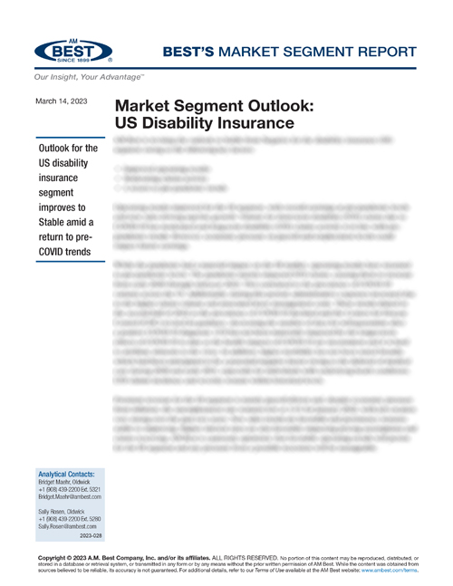 Market Segment Report: Market Segment Outlook: US Disability Insurance