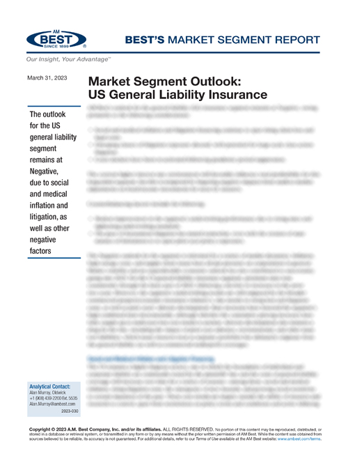 Market Segment Report: Market Segment Outlook: US General Liability Insurance