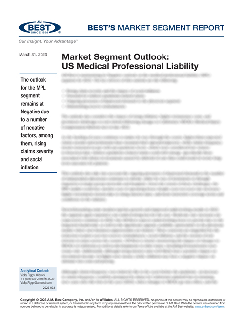 Market Segment Report: Market Segment Outlook: US Medical Professional Liability Insurance