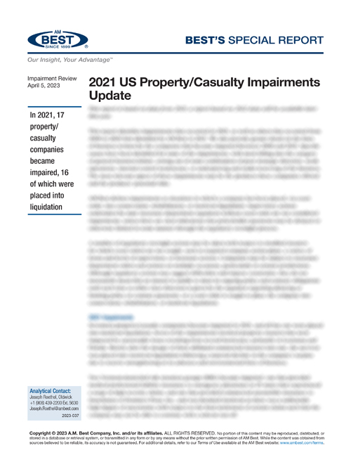 Special Report: 2021 US Property/Casualty Impairments Update