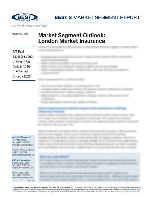 Market Segment Report: Market Segment Outlook: London Market Insurance