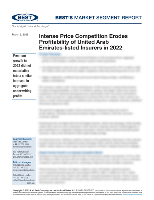 Market Segment Report: Intense Price Competition Erodes Profitability of UAE-listed Insurers in 2022