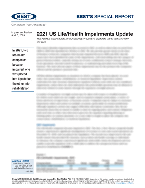 Special Report: 2021 US Life/Health Impairments Update