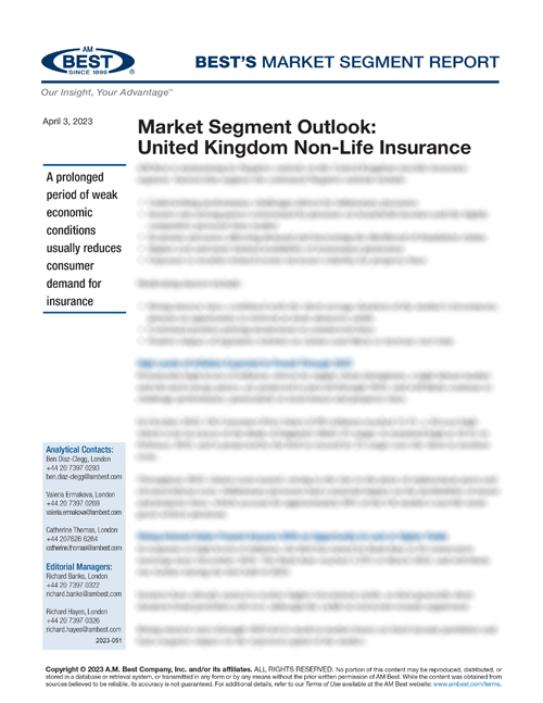 Market Segment Report: Market Segment Outlook: UK Non-Life Insurance