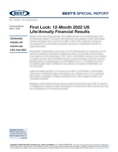 Special Report: First Look: 12-Month 2022 US Life/Annuity Financial Results