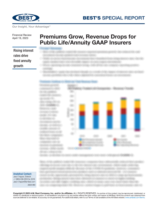 Special Report: Premiums Grow, Revenue Drops for Public Life/Annuity GAAP Insurers
