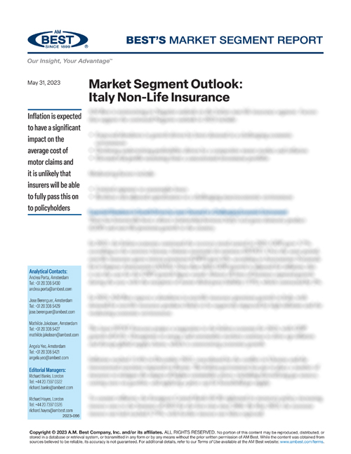 Market Segment Report: Market Segment Outlook: Italy Non-Life Insurance