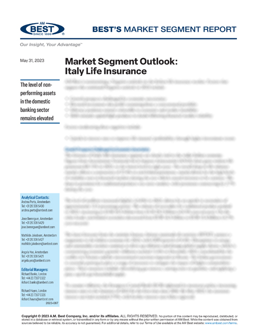 Market Segment Report: Market Segment Outlook: Italy Life Insurance