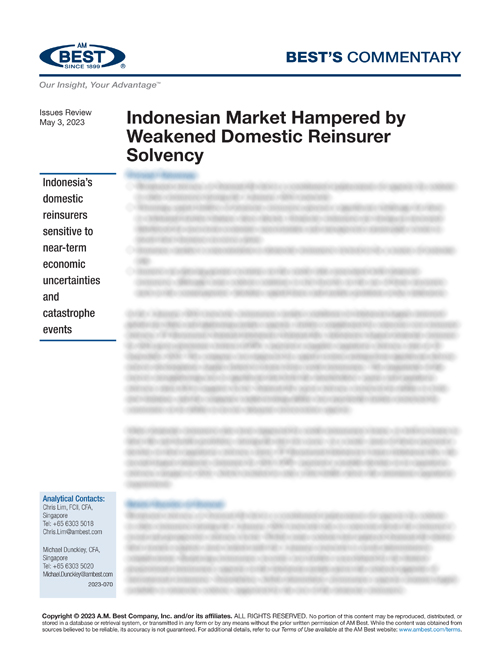 Commentary: Indonesian Market Hampered by Weakened Domestic Reinsurer Solvency